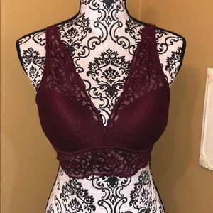 PINK burgundy lacey push up bra